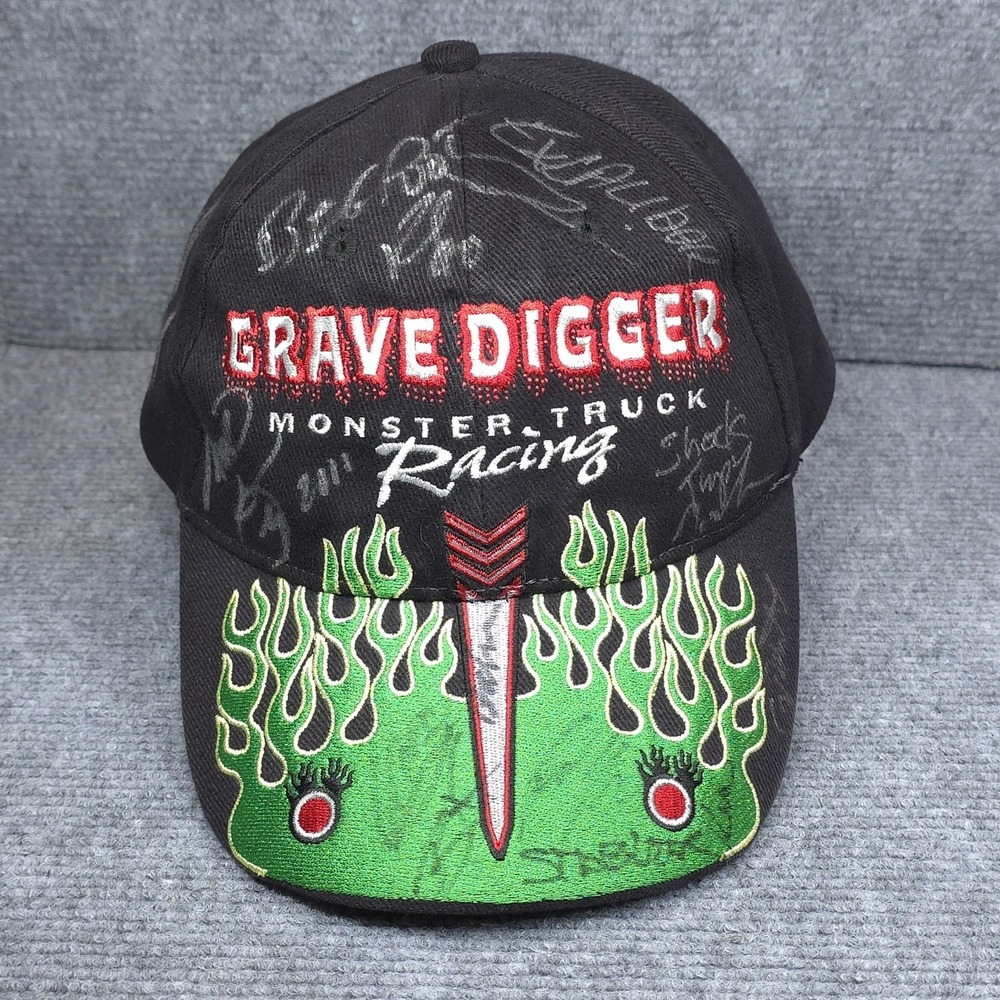 Grave Digger Hat Cap Strap Back Mens One Size Black Monster Jam Truck Racing